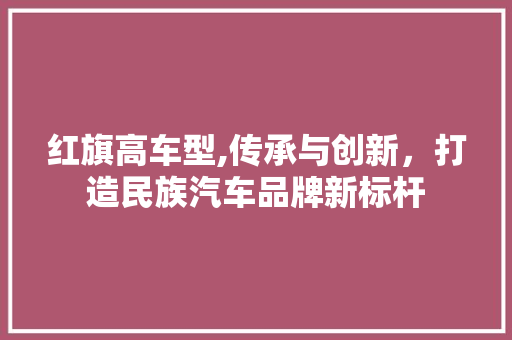红旗高车型,传承与创新，打造民族汽车品牌新标杆 新能源汽车