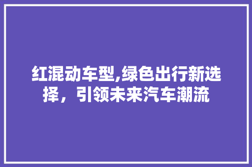 红混动车型,绿色出行新选择，引领未来汽车潮流