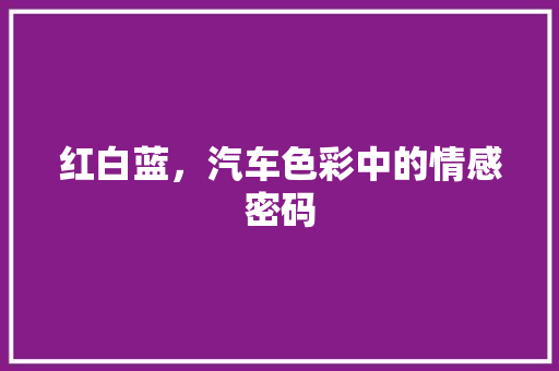 红白蓝，汽车色彩中的情感密码