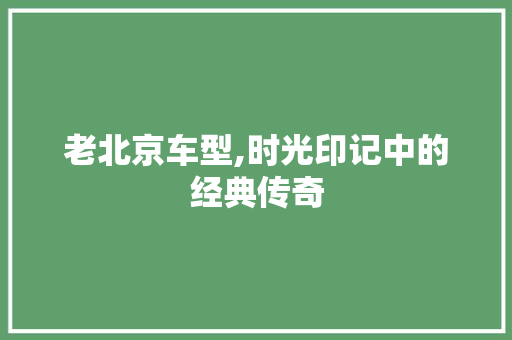 老北京车型,时光印记中的经典传奇