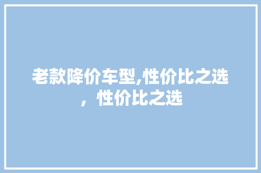老款降价车型,性价比之选，性价比之选