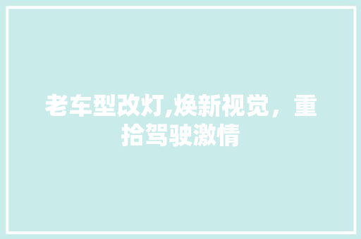老车型改灯,焕新视觉，重拾驾驶激情 新能源汽车