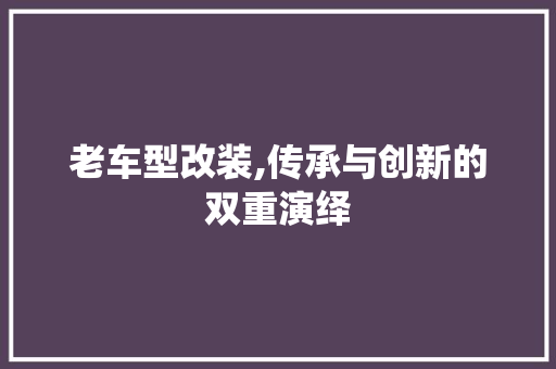 老车型改装,传承与创新的双重演绎 变速箱配件