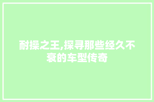 耐操之王,探寻那些经久不衰的车型传奇