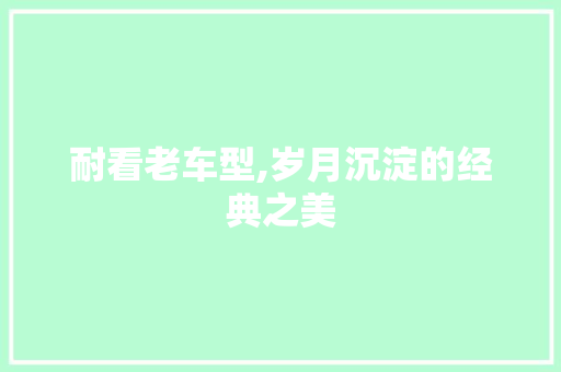 耐看老车型,岁月沉淀的经典之美