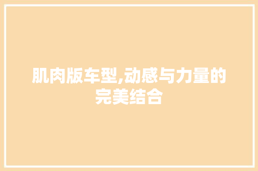 肌肉版车型,动感与力量的完美结合 发动机配件