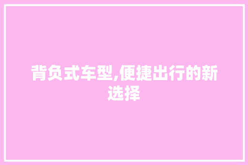 背负式车型,便捷出行的新选择