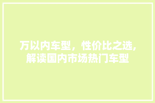 万以内车型，性价比之选,解读国内市场热门车型