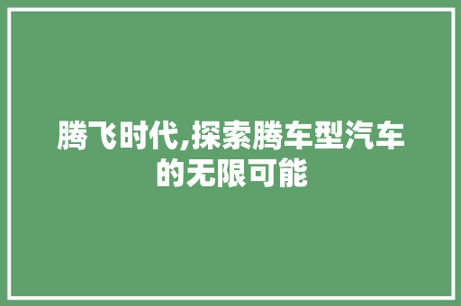 腾飞时代,探索腾车型汽车的无限可能