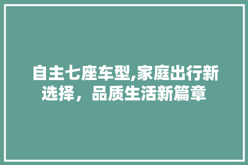 自主七座车型,家庭出行新选择，品质生活新篇章