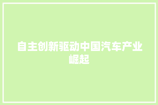 自主创新驱动中国汽车产业崛起