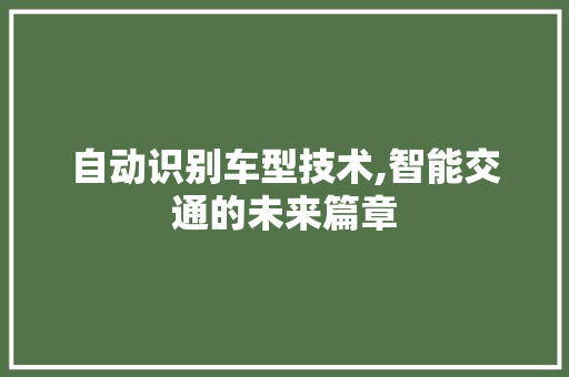 自动识别车型技术,智能交通的未来篇章