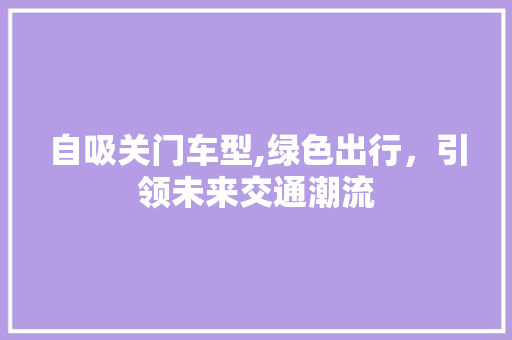 自吸关门车型,绿色出行，引领未来交通潮流