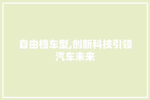 自由档车型,创新科技引领汽车未来
