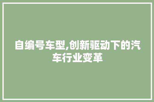 自编号车型,创新驱动下的汽车行业变革