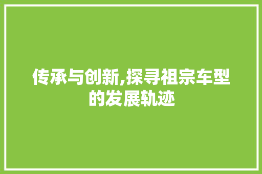 传承与创新,探寻祖宗车型的发展轨迹