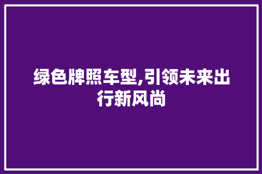 绿色牌照车型,引领未来出行新风尚