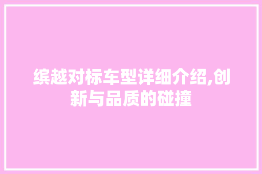 缤越对标车型详细介绍,创新与品质的碰撞
