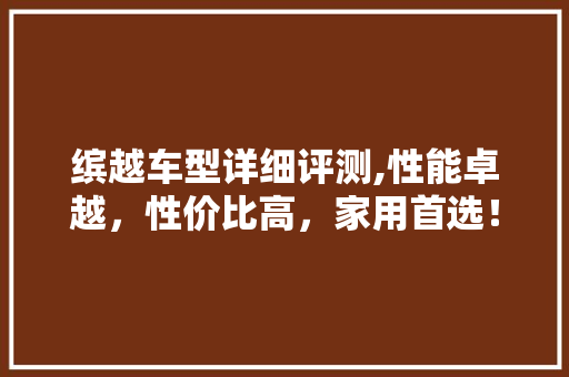 缤越车型详细评测,性能卓越，性价比高，家用首选！