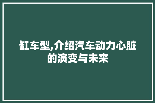 缸车型,介绍汽车动力心脏的演变与未来