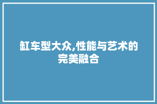 缸车型大众,性能与艺术的完美融合