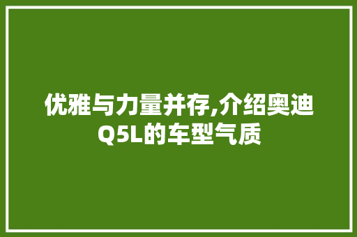 优雅与力量并存,介绍奥迪Q5L的车型气质