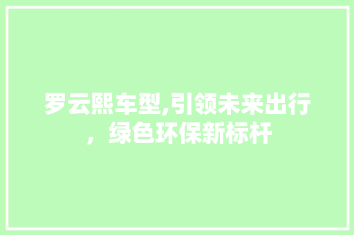 罗云熙车型,引领未来出行，绿色环保新标杆