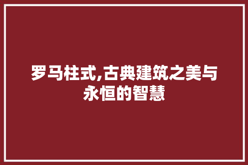 罗马柱式,古典建筑之美与永恒的智慧