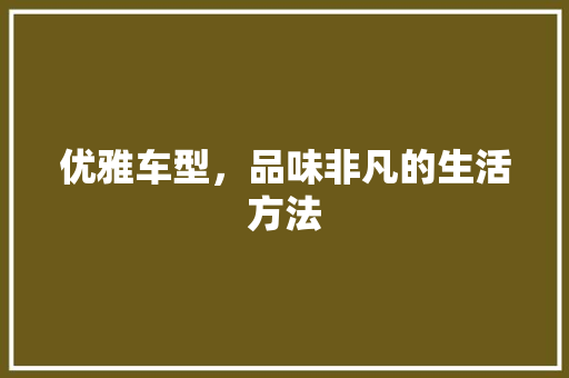 优雅车型，品味非凡的生活方法