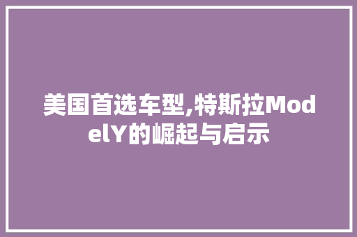 美国首选车型,特斯拉ModelY的崛起与启示