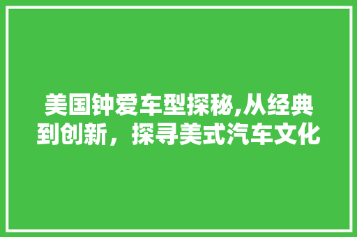 美国钟爱车型探秘,从经典到创新，探寻美式汽车文化精髓