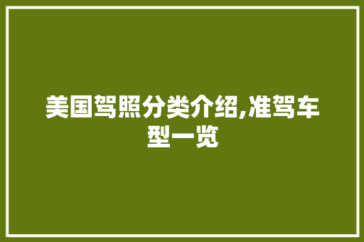 美国驾照分类介绍,准驾车型一览