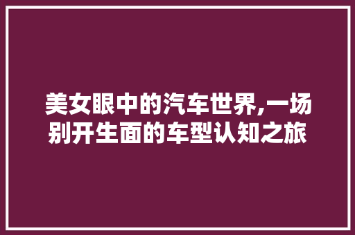 美女眼中的汽车世界,一场别开生面的车型认知之旅