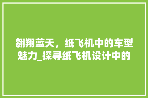 翱翔蓝天，纸飞机中的车型魅力_探寻纸飞机设计中的车型元素