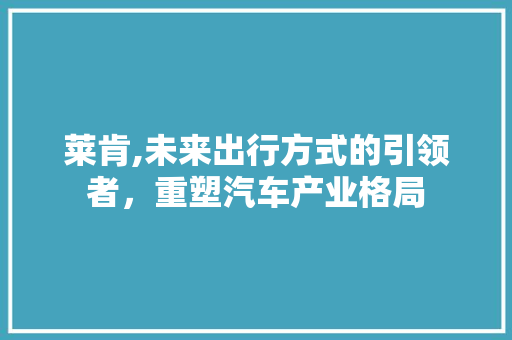 莱肯,未来出行方式的引领者，重塑汽车产业格局