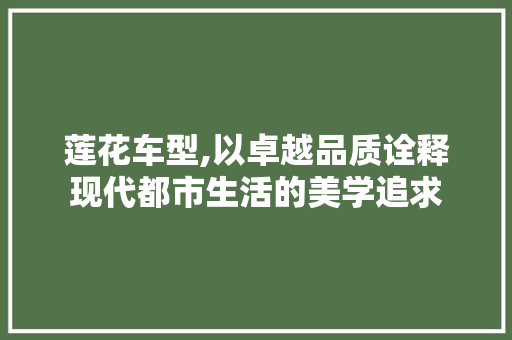 莲花车型,以卓越品质诠释现代都市生活的美学追求