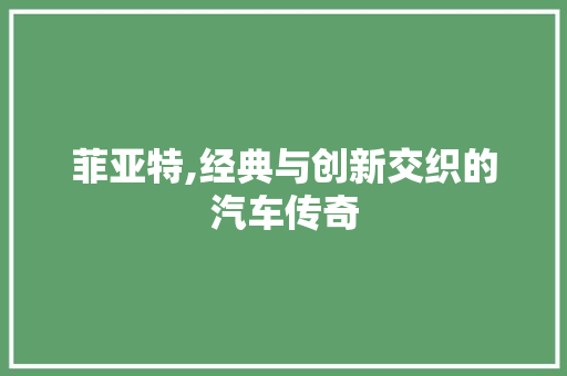 菲亚特,经典与创新交织的汽车传奇