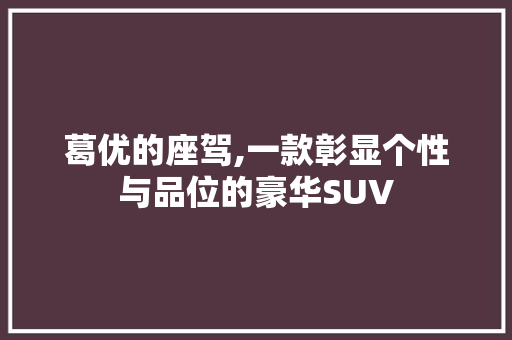 葛优的座驾,一款彰显个性与品位的豪华SUV