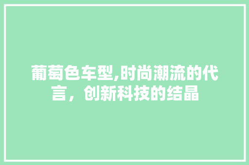葡萄色车型,时尚潮流的代言，创新科技的结晶