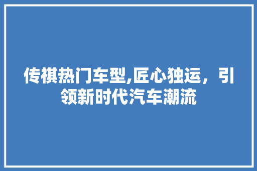 传祺热门车型,匠心独运，引领新时代汽车潮流