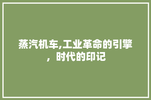 蒸汽机车,工业革命的引擎，时代的印记