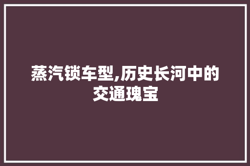 蒸汽锁车型,历史长河中的交通瑰宝