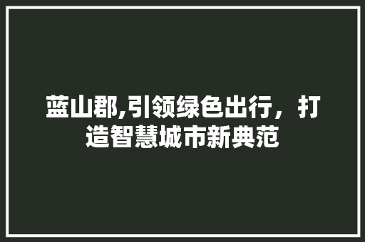蓝山郡,引领绿色出行，打造智慧城市新典范