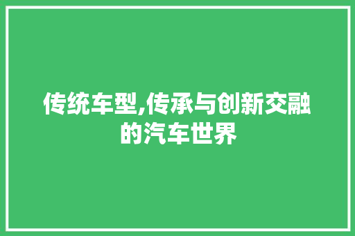 传统车型,传承与创新交融的汽车世界 底盘配件