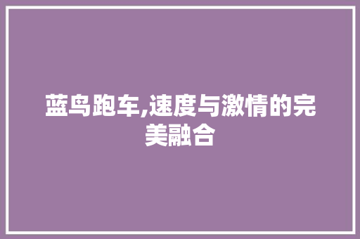 蓝鸟跑车,速度与激情的完美融合