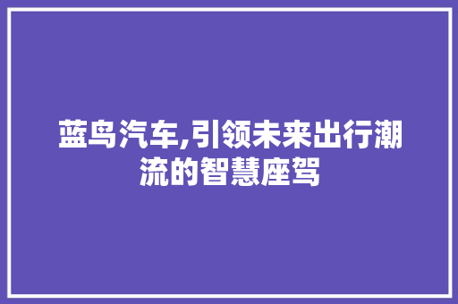 蓝鸟汽车,引领未来出行潮流的智慧座驾