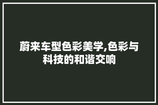 蔚来车型色彩美学,色彩与科技的和谐交响