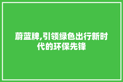 蔚蓝牌,引领绿色出行新时代的环保先锋