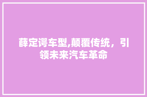 薛定谔车型,颠覆传统，引领未来汽车革命