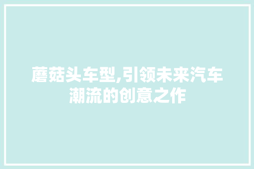 蘑菇头车型,引领未来汽车潮流的创意之作
